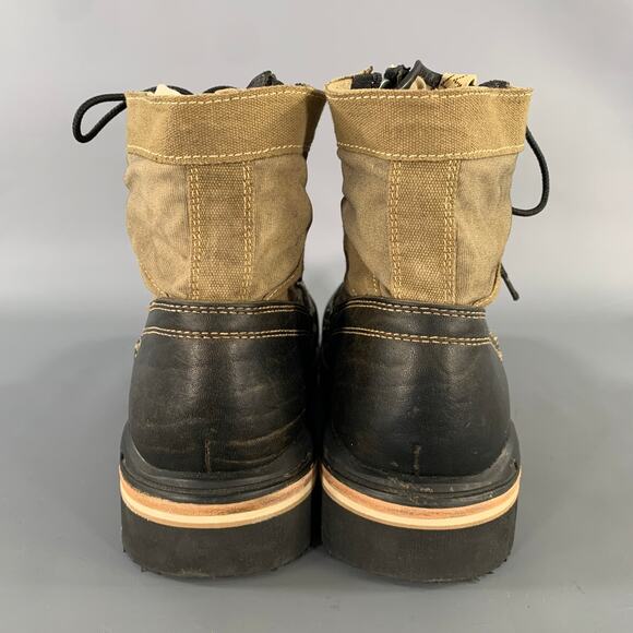 VISVIM Size 9.5 Black Olive Distressed Leather Canvas Lace Up Boots main image 4